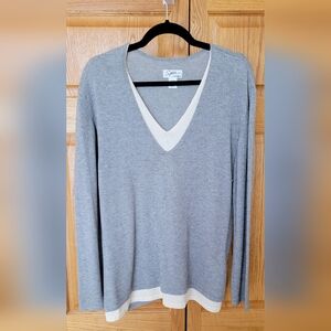 Women's V-Neck, Layered, Knit, Tunic, Heather Size 2